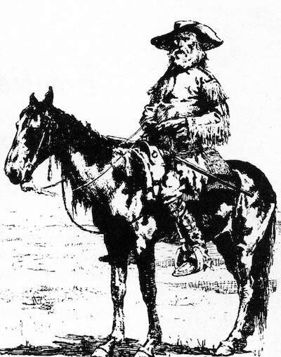 Jim Bridger on a horse.